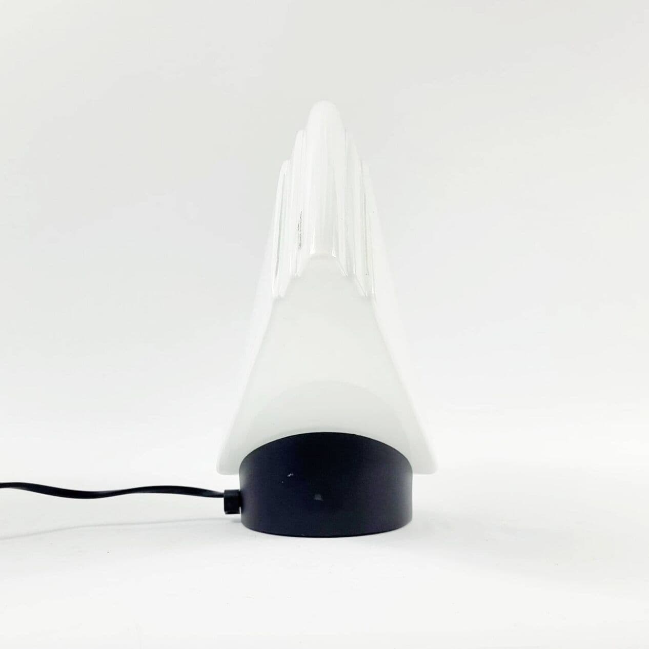 Lampa stołowa, Murano, szkło białe, metal czarny, Mazzega, Włochy, lata 70. - 295366