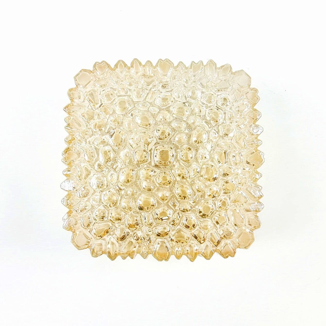 Lampa sufitowa, szkło złote transparentne, proj. H. Tynell, Limburg, Niemcy, lata 70. - 295355