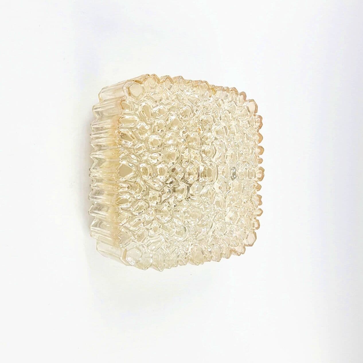 Lampa sufitowa, szkło złote transparentne, proj. H. Tynell, Limburg, Niemcy, lata 70. - 295357