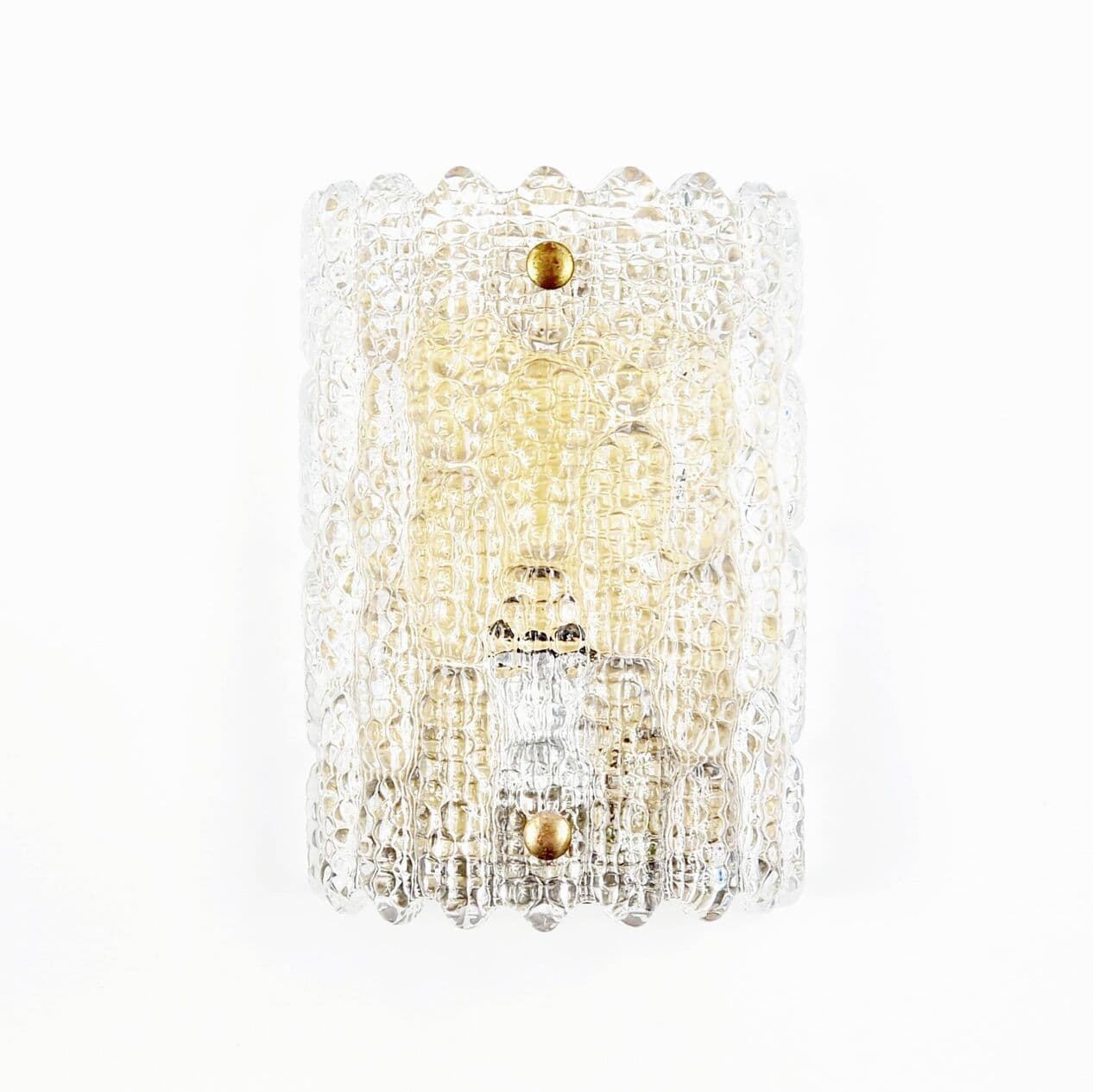 Kinkiet, szkło, mosiądz, proj. C. Fagerlund dla Orrefors, Szwecja, lata 60. - 295320