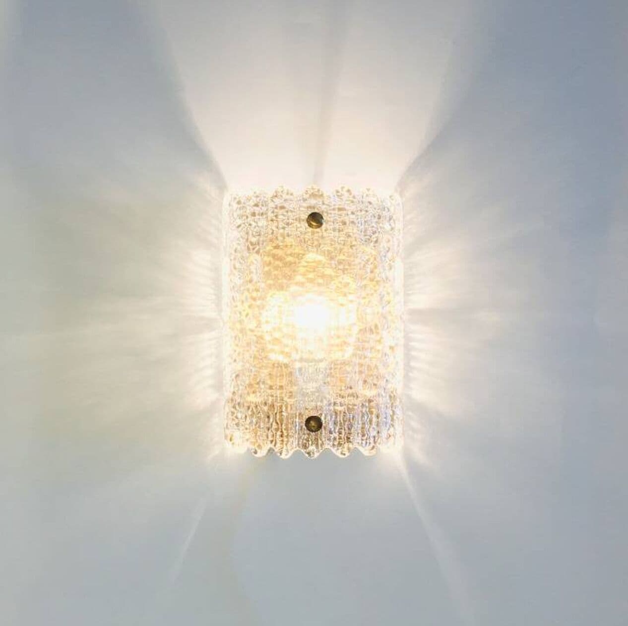 Kinkiet, szkło, mosiądz, proj. C. Fagerlund dla Orrefors, Szwecja, lata 60. - 295327