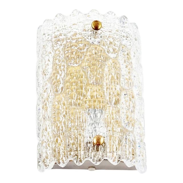 Kinkiet, szkło, mosiądz, proj. C. Fagerlund dla Orrefors, Szwecja, lata 60. - WYMIARY