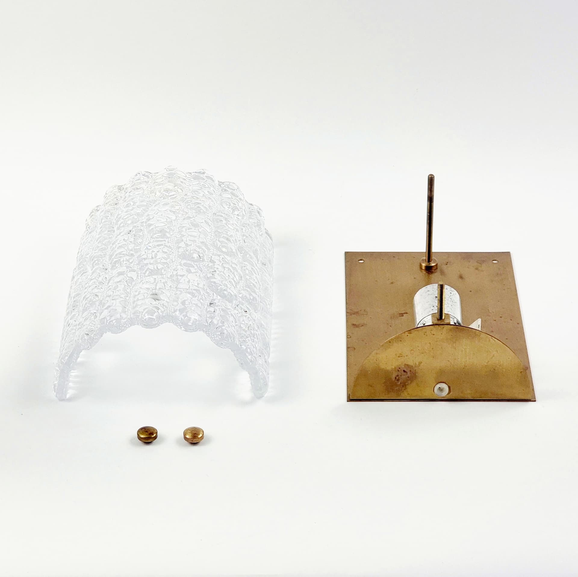 Kinkiet, szkło, mosiądz, proj. C. Fagerlund dla Orrefors, Szwecja, lata 60. - 299150