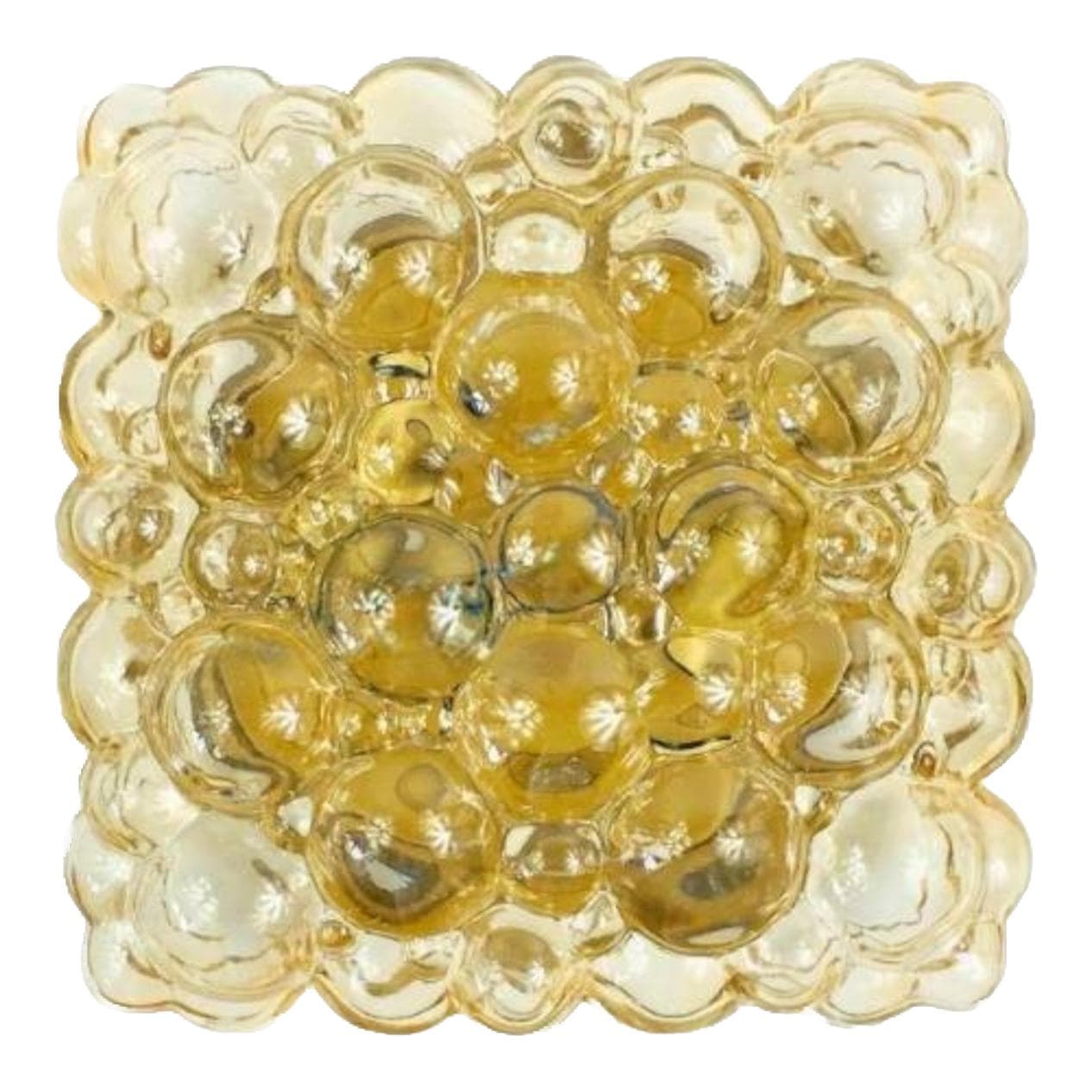 Lampa sufitowa Bubble, szkło złote, proj. H. Tynell, Limburg, Niemcy, lata 60.