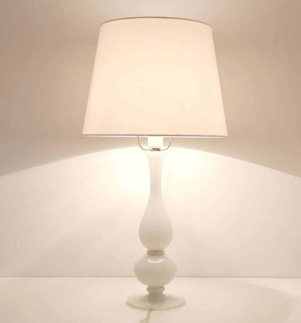 Lampa stołowa Murano, szkło białe transparentne, proj. Barovier & Toso, Włochy, lata 60. - 295245