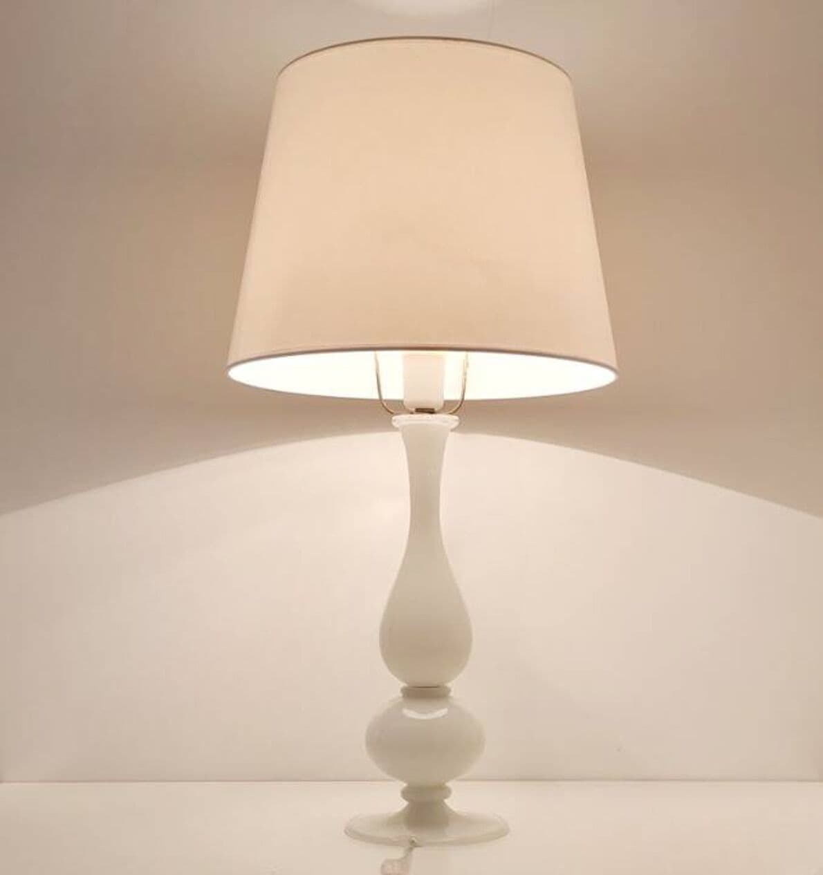 Lampa stołowa Murano, szkło białe transparentne, proj. Barovier & Toso, Włochy, lata 60. - 295246