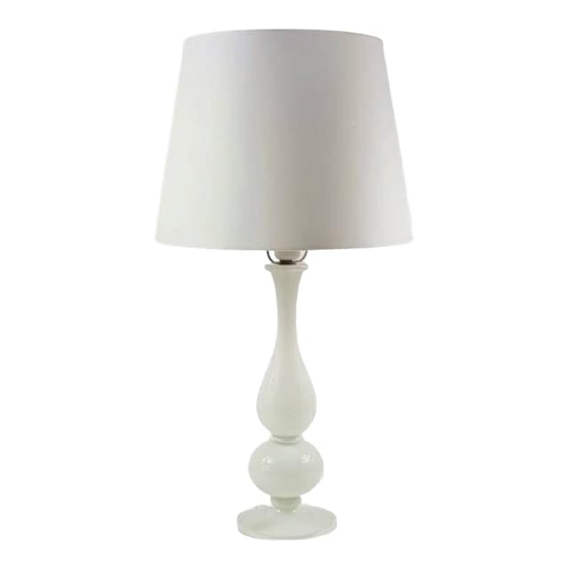 Lampa stołowa Murano, szkło białe transparentne, proj. Barovier & Toso, Włochy, lata 60. - WYMIARY