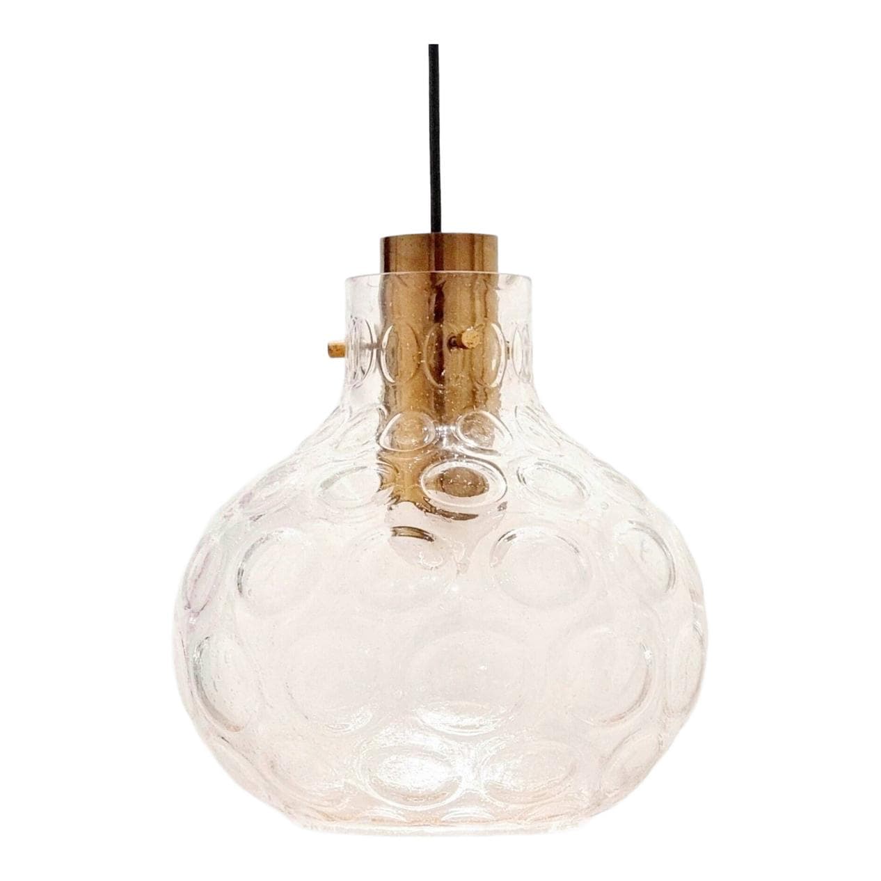 Lampa sufitowa Bubble, szkło transparentne, mosiądz złoty, proj. H. Tynell, Niemcy, lata 60.