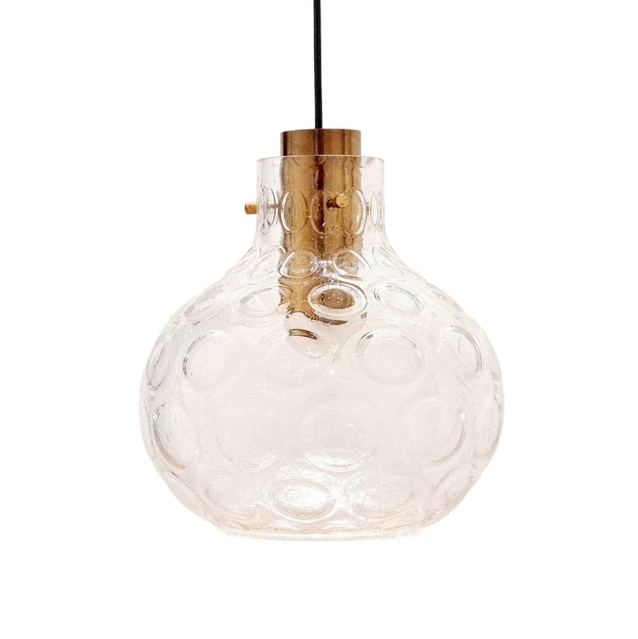 Lampa sufitowa Bubble, szkło transparentne, mosiądz złoty, proj. H. Tynell, Niemcy, lata 60. - 295216