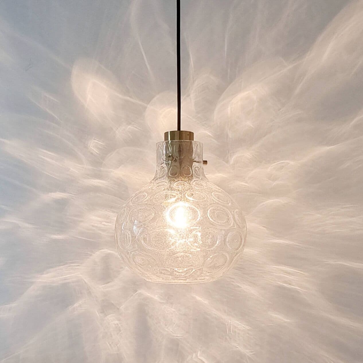 Lampa sufitowa Bubble, szkło transparentne, mosiądz złoty, proj. H. Tynell, Niemcy, lata 60. - 295223