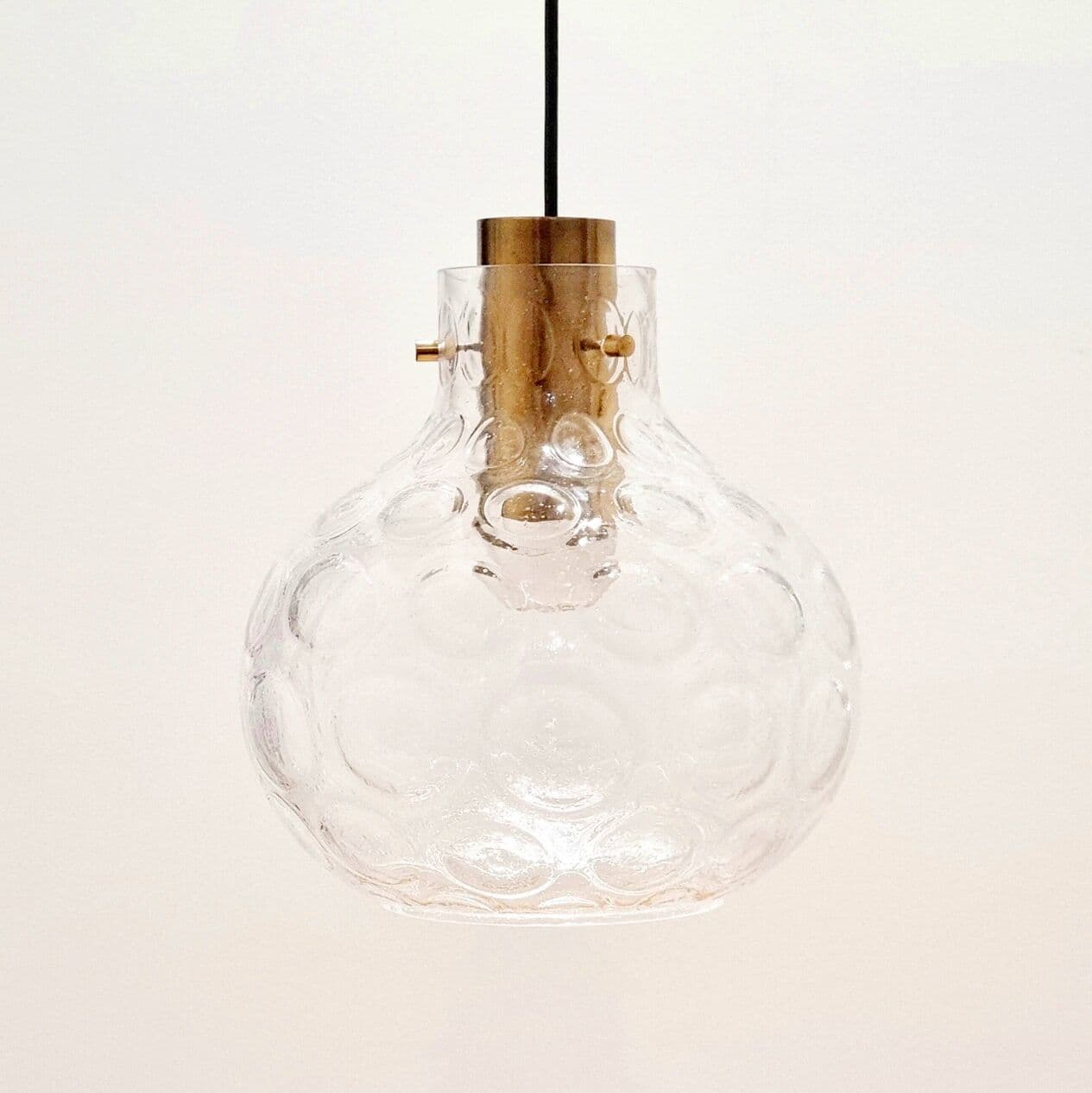 Lampa sufitowa Bubble, szkło transparentne, mosiądz złoty, proj. H. Tynell, Niemcy, lata 60. - 295219