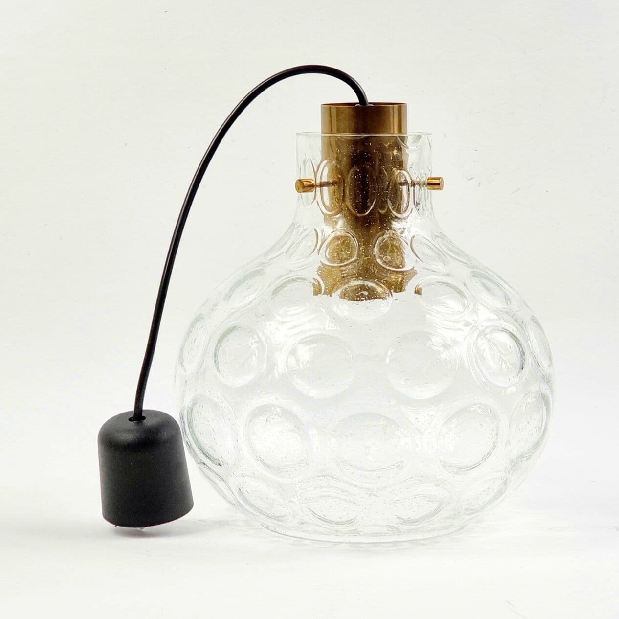 Lampa sufitowa Bubble, szkło transparentne, mosiądz złoty, proj. H. Tynell, Niemcy, lata 60. - 295225
