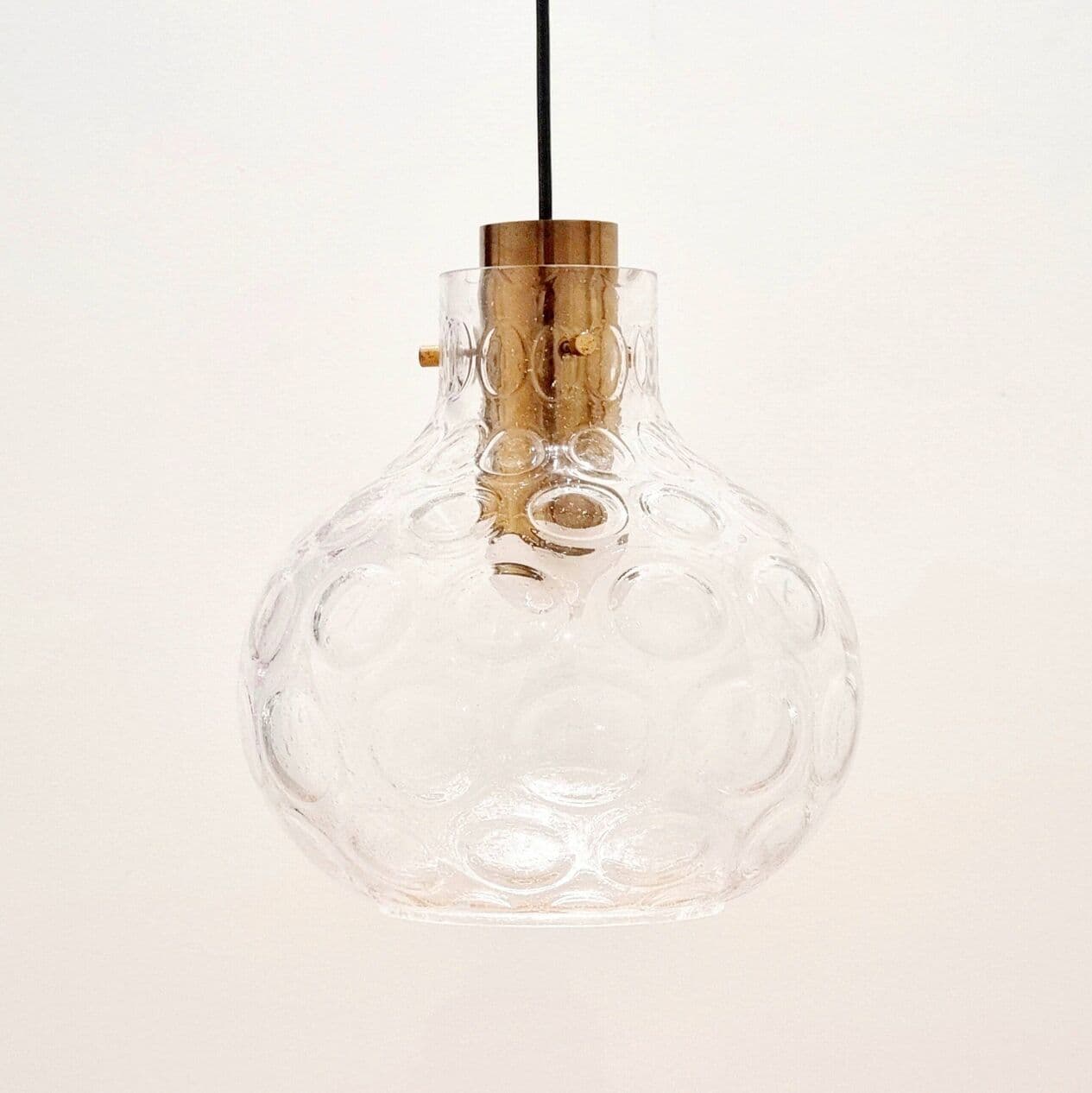 Lampa sufitowa Bubble, szkło transparentne, mosiądz złoty, proj. H. Tynell, Niemcy, lata 60. - 295218