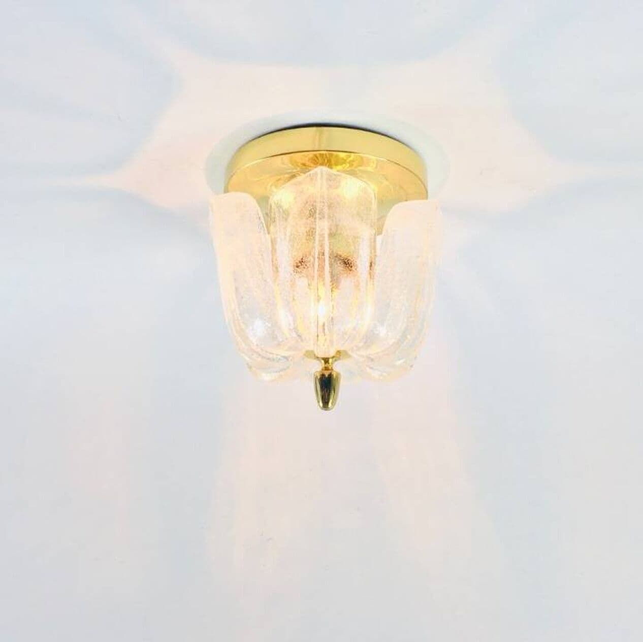 Lampa sufitowa, szkło transparentne, mosiądz złoty, Limburg, Niemcy, lata 70. - 295208