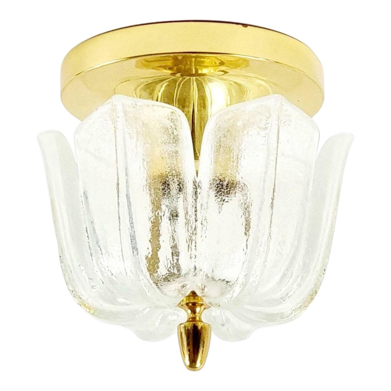 Lampa sufitowa, szkło transparentne, mosiądz złoty, Limburg, Niemcy, lata 70.