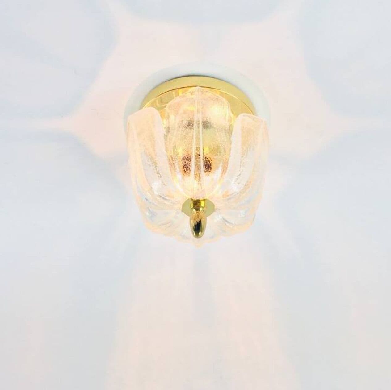 Lampa sufitowa, szkło transparentne, mosiądz złoty, Limburg, Niemcy, lata 70. - 295209