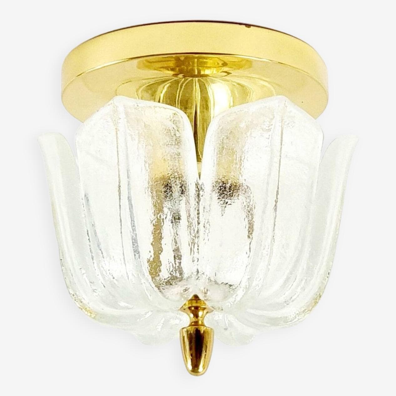 Lampa sufitowa, szkło transparentne, mosiądz złoty, Limburg, Niemcy, lata 70. - 295206