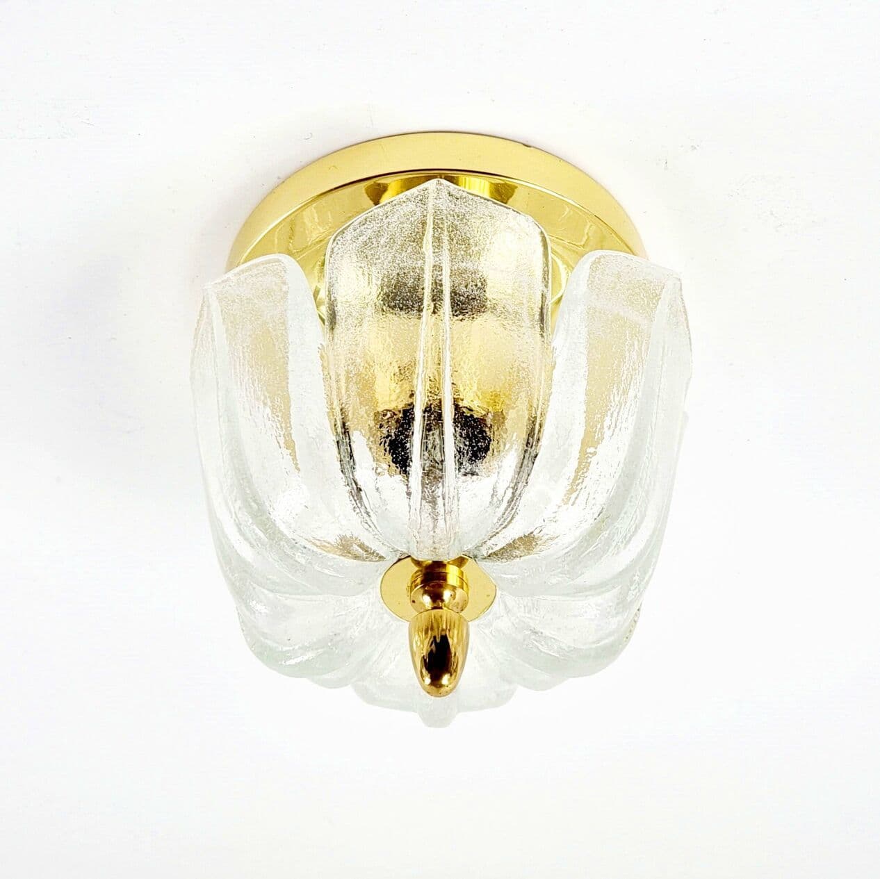 Lampa sufitowa, szkło transparentne, mosiądz złoty, Limburg, Niemcy, lata 70. - 295207