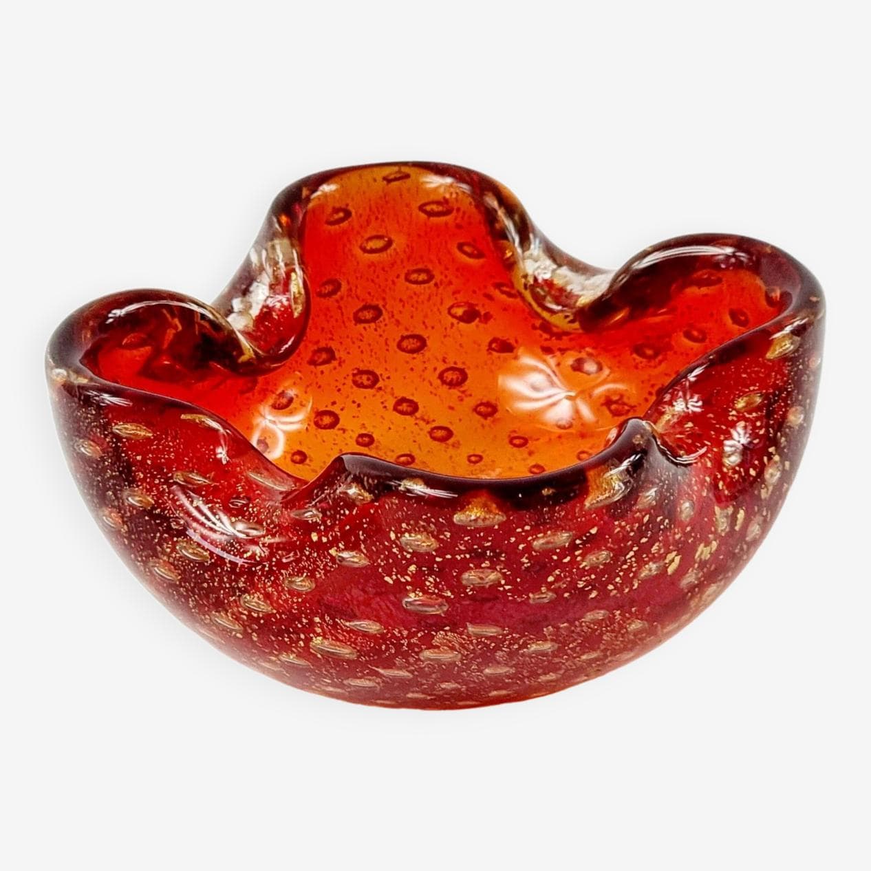 Murano Bowl, red glass, gold dust, Barovier & Toso, Italy, 1970s. - 295128