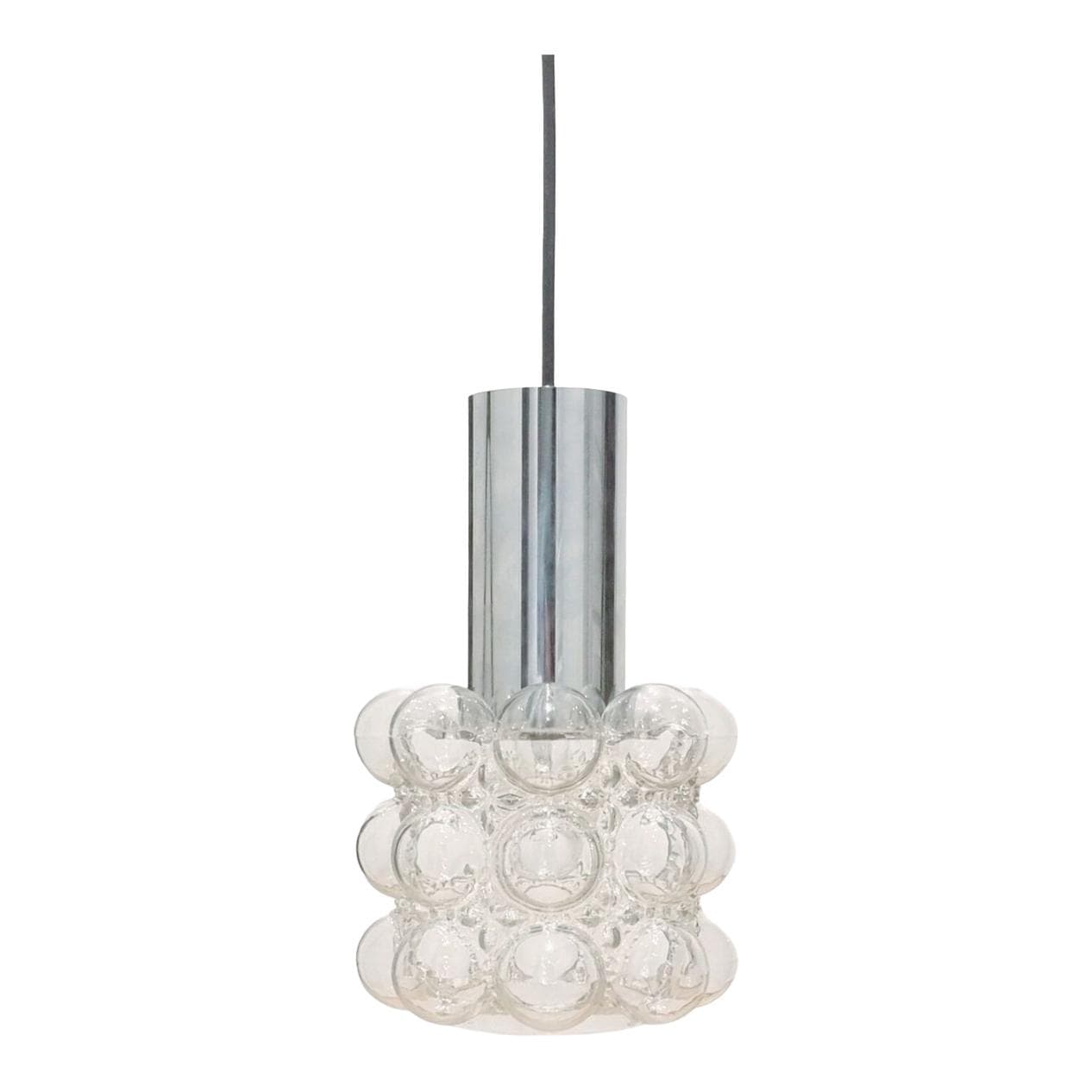 Lampa sufitowa, szkło transparentne, chrom, proj. H. Tynell, Limburg, Niemcy, lata 60.