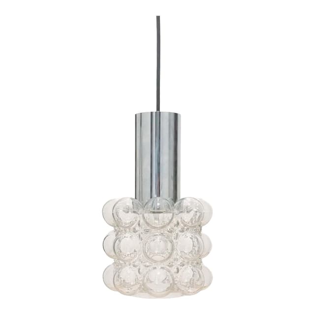 Lampa sufitowa, szkło transparentne, chrom, proj. H. Tynell, Limburg, Niemcy, lata 60. - WYMIARY