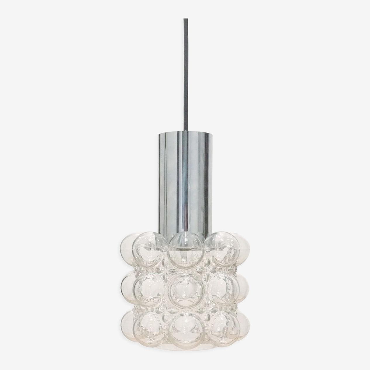 Lampa sufitowa, szkło transparentne, chrom, proj. H. Tynell, Limburg, Niemcy, lata 60. - 295098