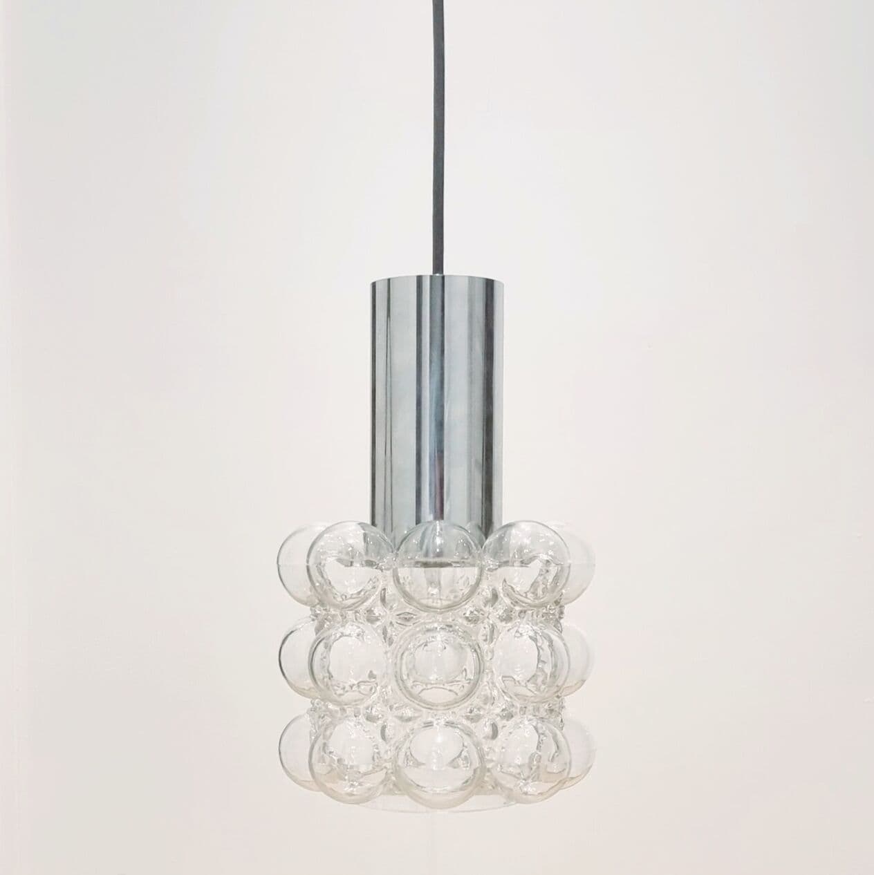 Lampa sufitowa, szkło transparentne, chrom, proj. H. Tynell, Limburg, Niemcy, lata 60. - 295090