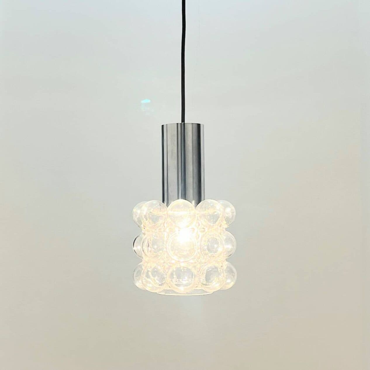 Lampa sufitowa, szkło transparentne, chrom, proj. H. Tynell, Limburg, Niemcy, lata 60. - 295093
