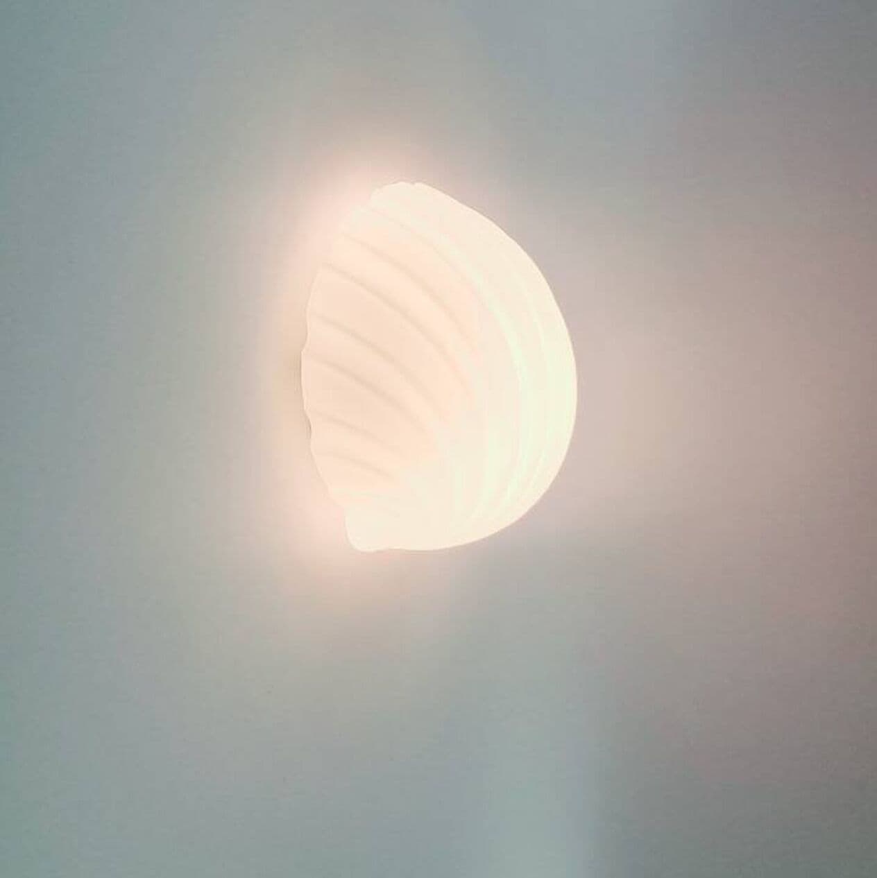 Kinkiet muszlowy, szkło opalowe białe, mosiądz, Limburg, Niemcy, lata 70. - 297121