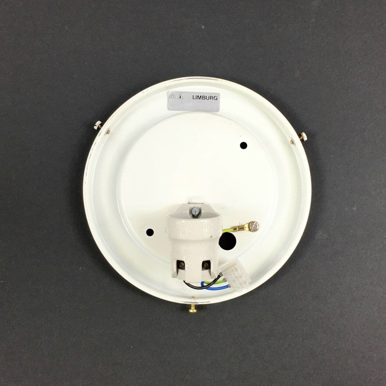 Kinkiet muszlowy, szkło opalowe białe, mosiądz, Limburg, Niemcy, lata 70. - 297126