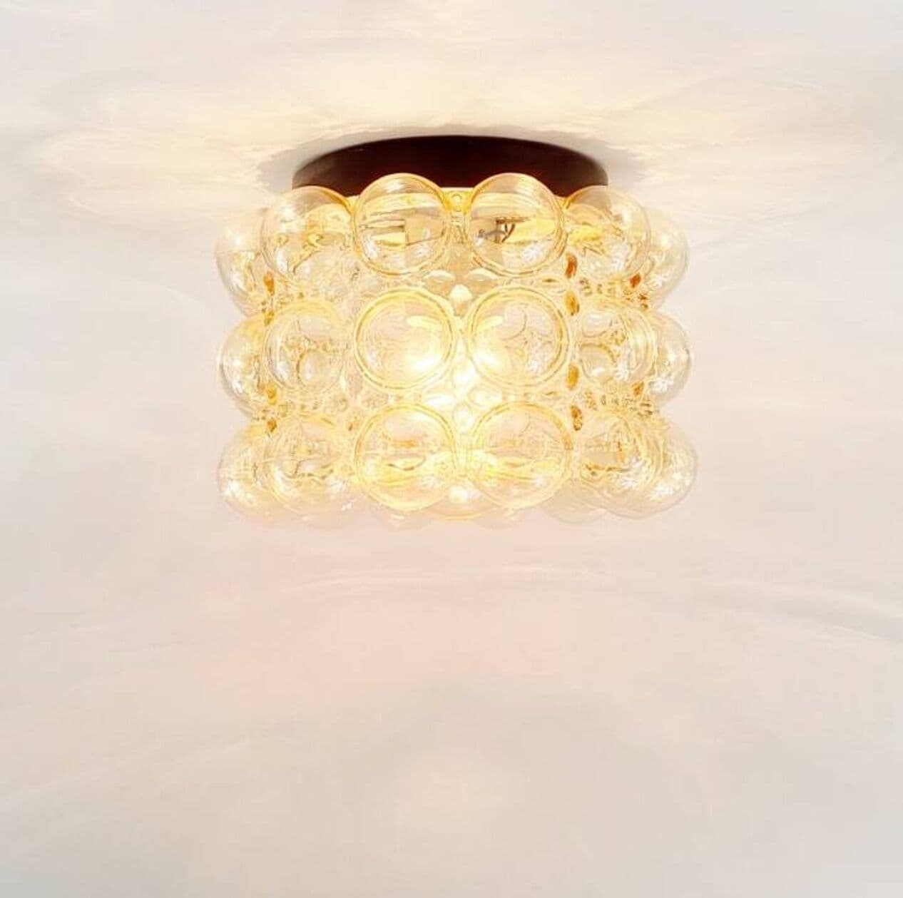 Lampa sufitowa Bubble, szkło złote, metal czarny, proj. H. Tynell, Limburg, Niemcy, lata 70. - 297078