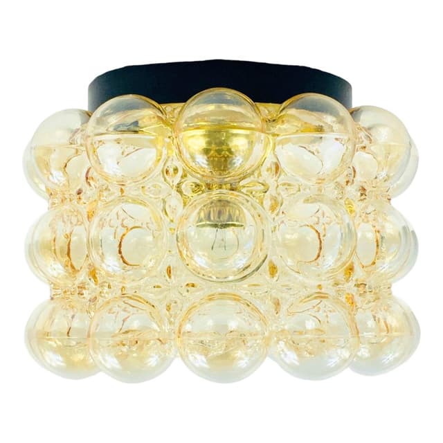 Lampa sufitowa Bubble, szkło złote, metal czarny, proj. H. Tynell, Limburg, Niemcy, lata 70. - WYMIARY