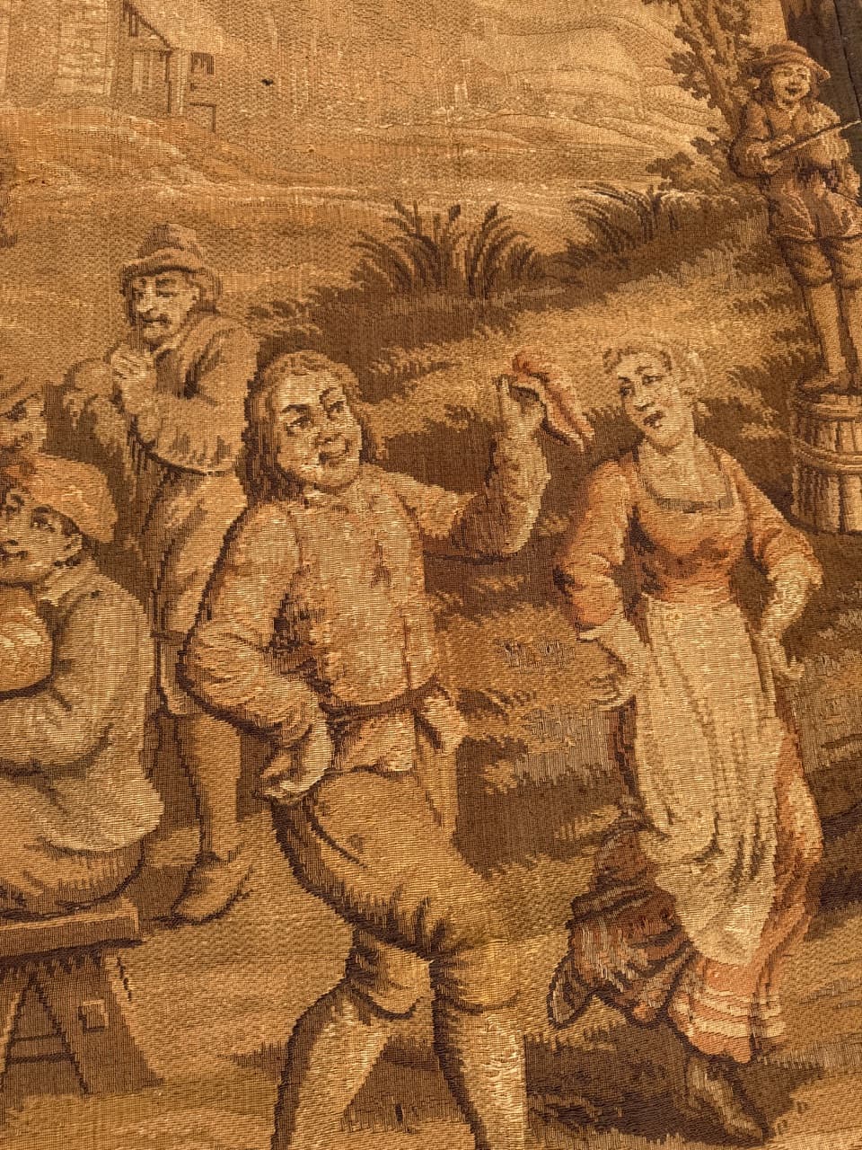 Gobelin, brązowy, wełna, Francja, lata 40., 270x215 cm - 297174