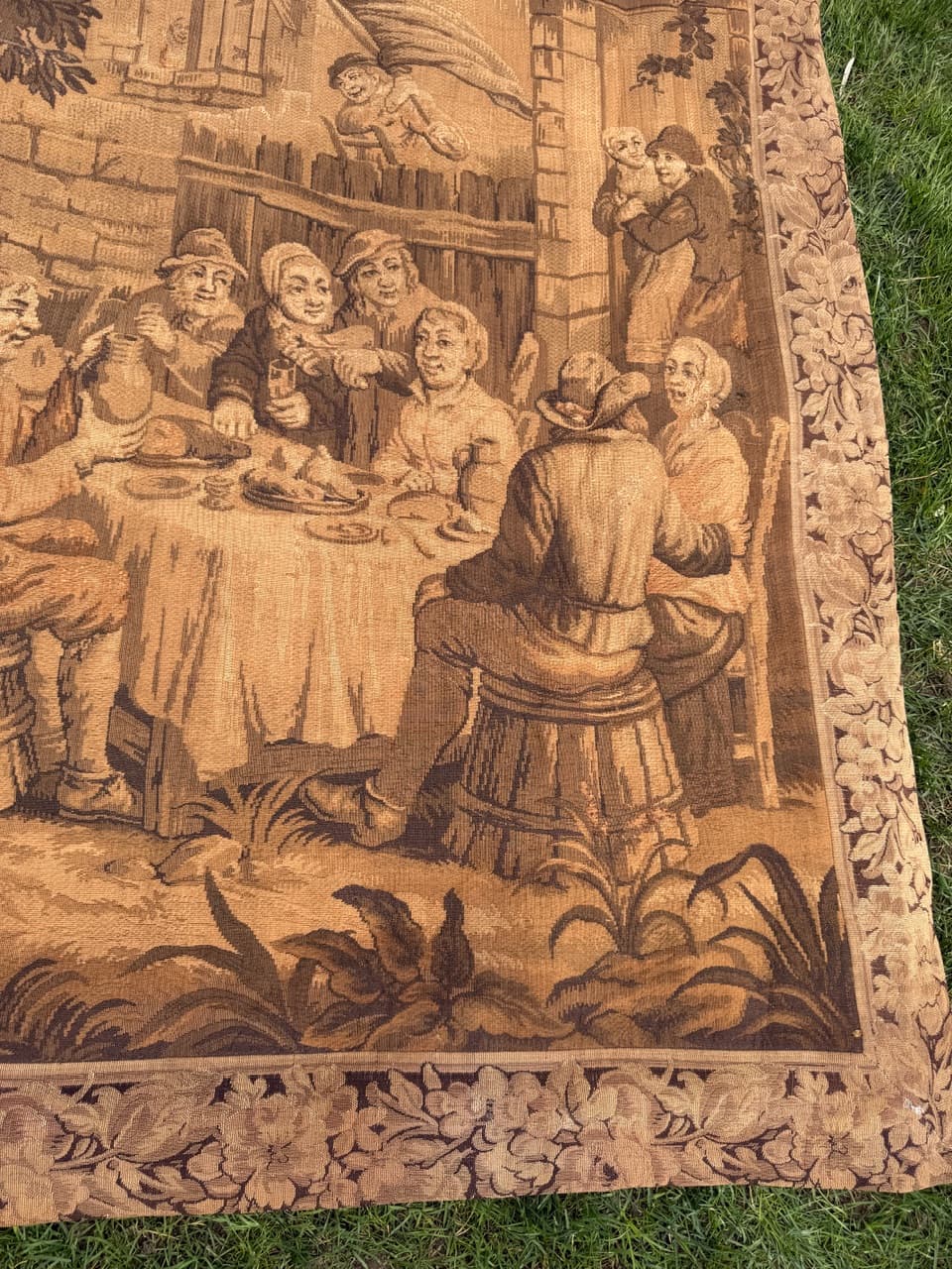 Gobelin, brązowy, wełna, Francja, lata 40., 270x215 cm - 297173