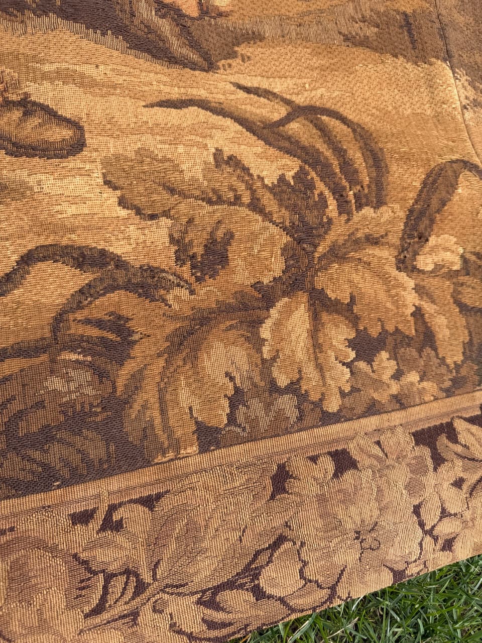 Gobelin, brązowy, wełna, Francja, lata 40., 270x215 cm - 297176