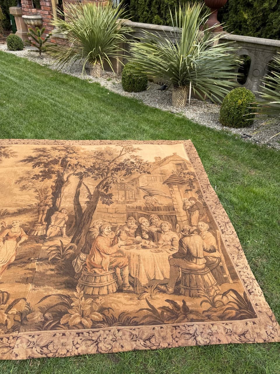 Gobelin, brązowy, wełna, Francja, lata 40., 270x215 cm - 297172