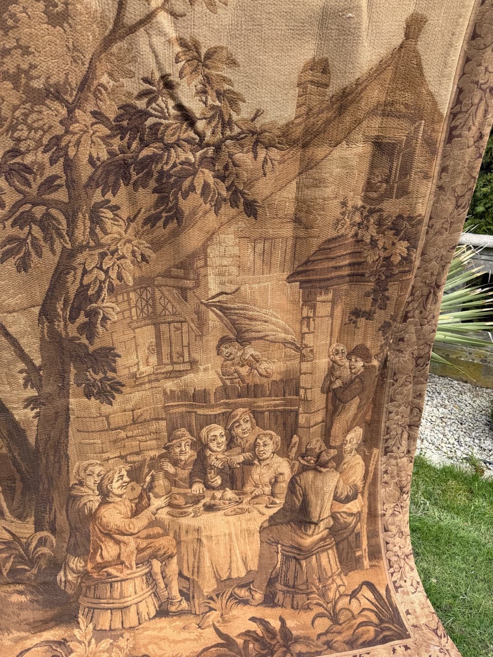 Gobelin, brązowy, wełna, Francja, lata 40., 270x215 cm - 297169