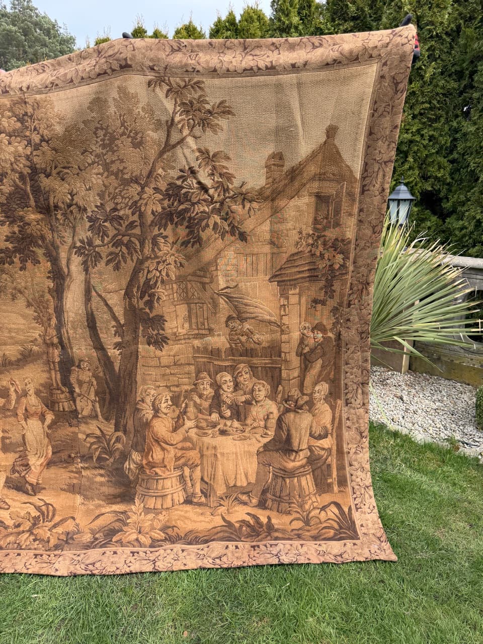 Gobelin, brązowy, wełna, Francja, lata 40., 270x215 cm - 297168