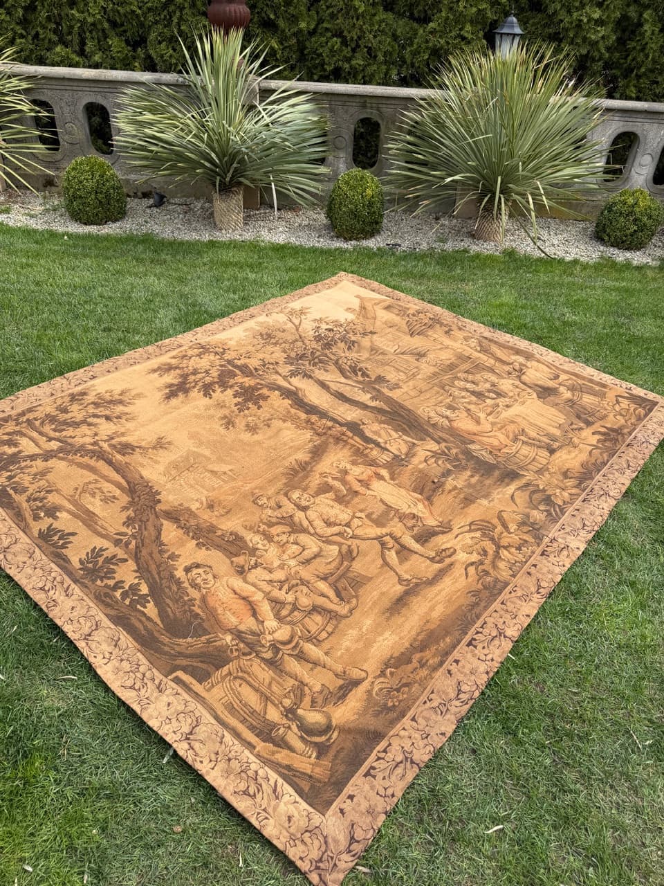 Gobelin, brązowy, wełna, Francja, lata 40., 270x215 cm - 297177
