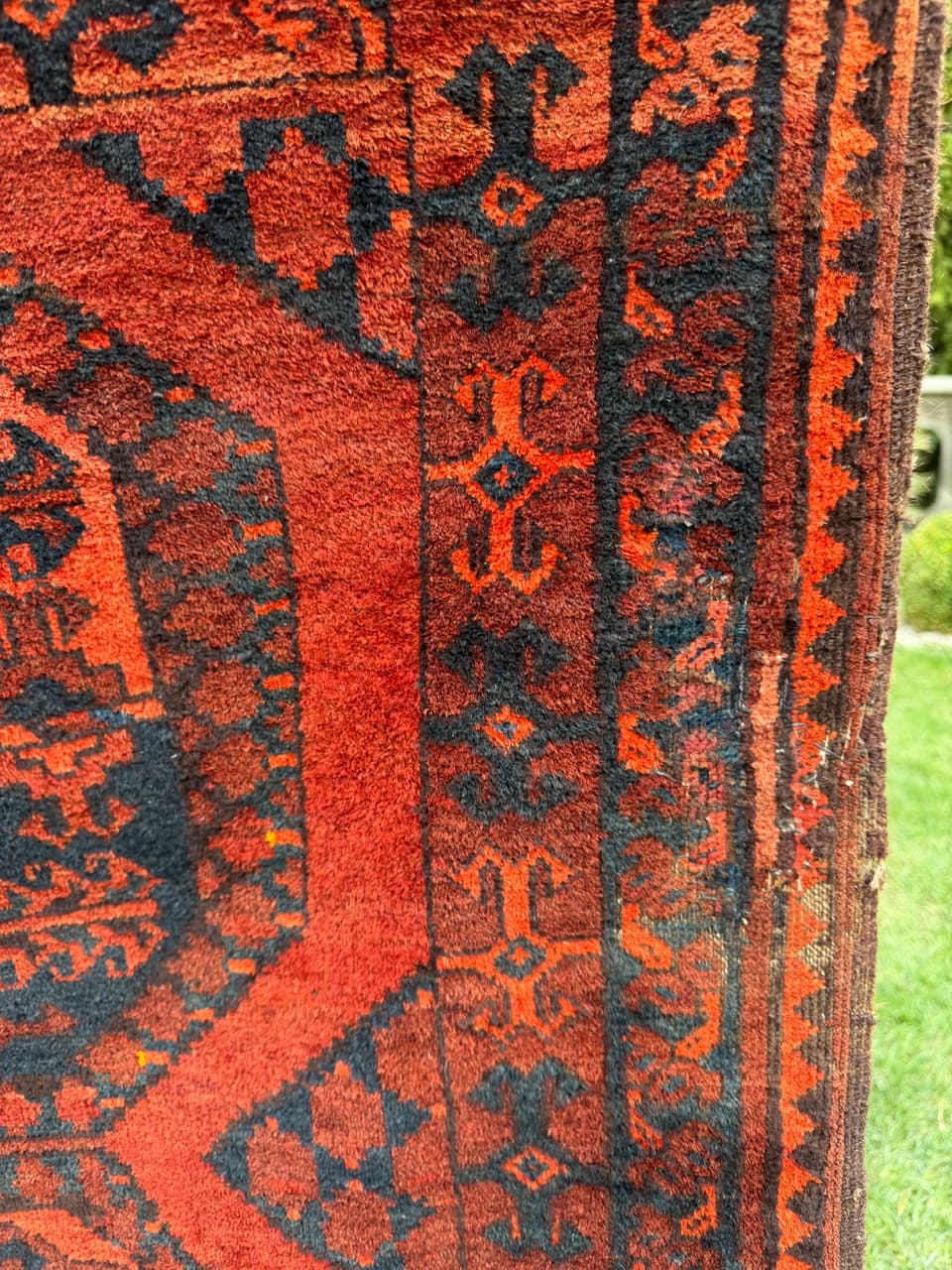 Dywan afgański, czerwony niebieski czarny, wełna, Afganistan, XIX w., 215x135 cm - 297182