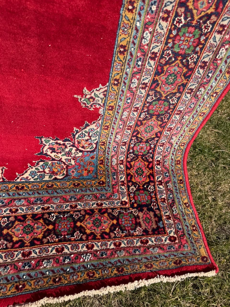 Dywan Keshan 200x123 cm, czerwony, wełna kaszmirowa jedwab, Iran, lata 70. - 297192