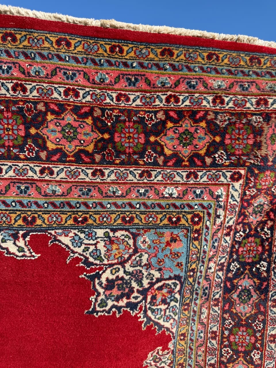 Dywan Keshan 200x123 cm, czerwony, wełna kaszmirowa jedwab, Iran, lata 70. - 297195