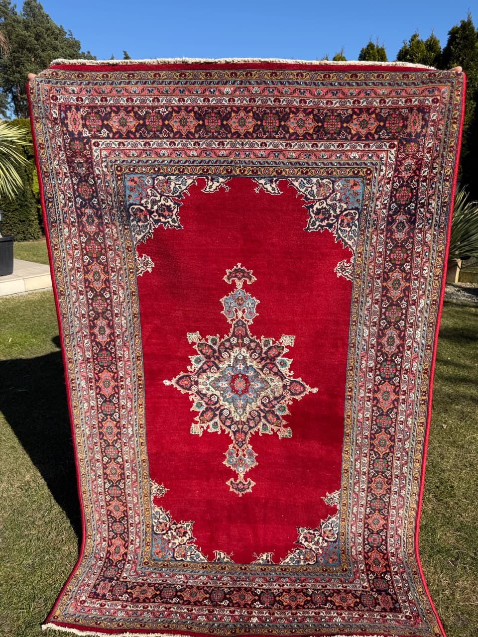 Dywan Keshan 200x123 cm, czerwony, wełna kaszmirowa jedwab, Iran, lata 70. - 297198