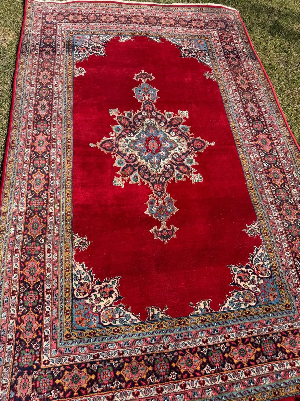 Dywan Keshan 200x123 cm, czerwony, wełna kaszmirowa jedwab, Iran, lata 70. - 297203