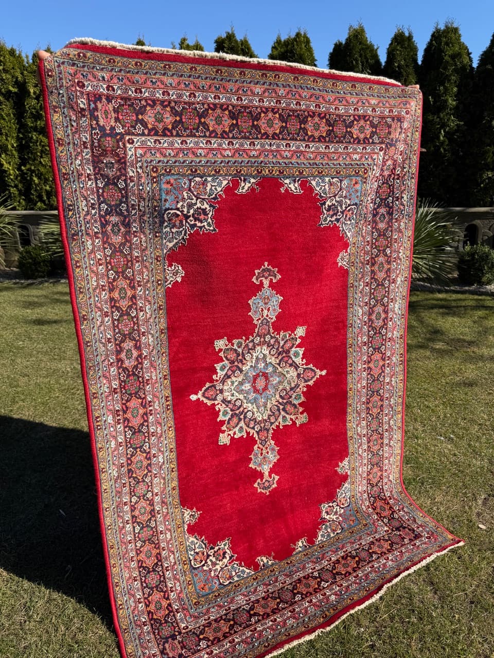 Dywan Keshan 200x123 cm, czerwony, wełna kaszmirowa jedwab, Iran, lata 70. - 297197