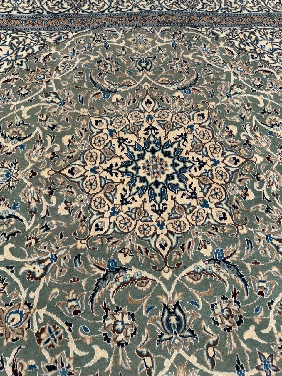 Dywan perski Nain 200x200 cm, zielony, wełna, Iran - 297214