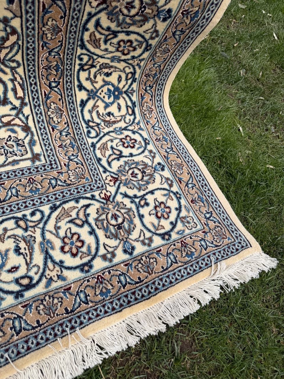 Dywan perski Nain 200x200 cm, zielony, wełna, Iran - 297211