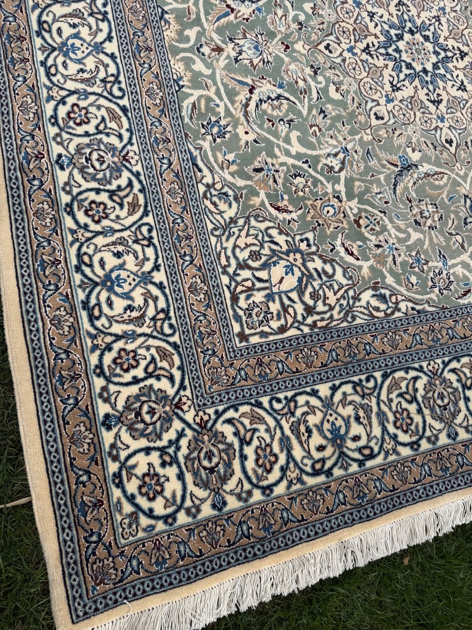 Dywan perski Nain 200x200 cm, zielony, wełna, Iran - 297213