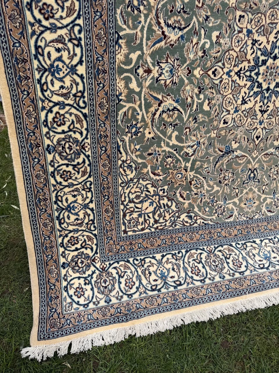 Dywan perski Nain 200x200 cm, zielony, wełna, Iran - 297206