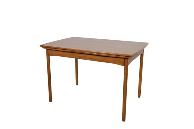 Stół rozkładany, teak brązowy czerwony, Dania, lata 60. - WYMIARY
